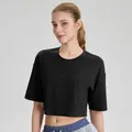 Μαύρο modal γιόγκα crop top για γυναίκες σε χαλαρή και αναπνεύσιμη εφαρμογή - S / Tops / Μαύρο