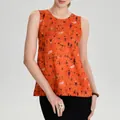 Débardeur de yoga orange pour femme avec imprimé tribal rétro, haut très respirant - S / Hauts / Orange
