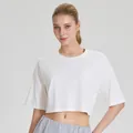 Premium λευκό modal yoga crop top T-shirt για γυναίκες αθλητισμό και γυμναστική - S / Tops / Ζαχαρί