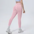 Vue détaillée du legging de yoga rose sans couture avec effet push-up galbant - S / Bas / Vieux Rose