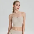 Top de yoga tipo banda beige antideslizante profesional con almohadillas para fitness mujer - S / Tops / Café con Leche Claro