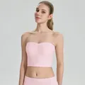 Sujetador deportivo rosa sin tirantes para fitness y actividades de yoga diarias - S / Tops / Rosa Cereza Claro