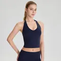 Navy μπλε halter yoga tank top με αντικραδασμικά μαξιλαράκια στήθους για γυναίκες - S / Tops / Ναυτικό μπλε