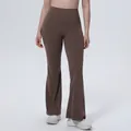 Brown high waisted flare yoga pants for women breathable fitness leggings for sports wear - S / Bottoms / Ebony Brown