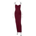Elegante abito lungo senza maniche bordeaux con design della vita a pieghe su manichino. - Taglia S / Top / Borgogna