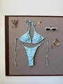 Two-piece light blue bikini swimwear with black polka dot pattern and halter neck - S / Top And Bottom / Cyan