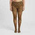 Sexy leopard print digital pattern pantyhose for women with a vintage retro style - Plus Size (45-100kg) / Bottom (Square Digital Print Style) / Yellow Leopard