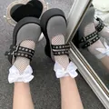 White fishnet mid-calf socks with cute bow accent for Lolita and JK fashion styles - XL / Bowknot Fishnet Mid-Calf Socks / White