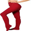 Close-up of premium 80D red velvet opaque tights for warm winter fashion outfits - Bottoms / Red