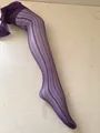 Collants violets transparents élégants avec rayures verticales et motifs jacquard à pois - Taille unique / Bas / Violet foncé