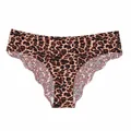 Women's seamless mid-waist leopard print panties with breathable fabric and scalloped edges - S / Bottoms / Yellow Leopard