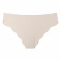 Women's seamless mid-waist panties featuring scalloped edges in a soft light beige finish - S / Bottoms / White Apricot