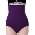 Women's high-waisted seamless purple tummy control panties for postpartum body shaping - XL/2XL / Bottoms / Deep purple