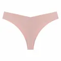 Seamless pink thong for women, soft sports style T-back underwear with V-waist - Apricot Pink