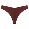 Breathable seamless burgundy thong for women featuring a stylish V-waist and soft fabric - Deep purple