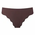 Nahtlose, atmungsaktive Sport-Bikini-Unterhose in Dunkelbraun mit gewelltem Rand. - S / Unterteile / Dunkellila