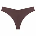 Breathable seamless dark brown V-waist thong for women, sexy and comfortable T-back style - Dark Brown
