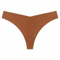 Seamless breathable brown thong for women, sexy T-back style sports yoga underwear - Brown