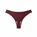 Elegant dark red seamless ice silk thong with breathable low-waist design for women - M / Bottoms / Burgundy