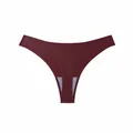 Elegant dark red seamless ice silk thong with breathable low-waist design for women - M / Bottoms / Burgundy
