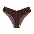 Seamless ice silk leopard print women's triangle briefs in a sexy low-rise style - S / Bottoms / Black Leopard