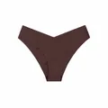 Comfortable seamless brown ice silk bikini panties with stylish low-rise V-waist design. - S / Bottoms / Deep purple