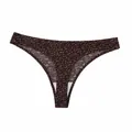 Sous-vêtements bikini sans couture à imprimé léopard taille basse pour femmes en soie glacée - M / Léopard Noir