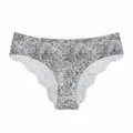 Nahtlose mittelhohe Damenunterhose mit dalmatinischem Print und Wellenrand - S / Unterteile / Schneeleopard
