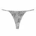 Sexy black and white leopard print thong with seamless string sides and low waist design - S / Dalmatian