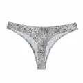 Culotte bikini sans couture en soie glacée pour femme avec imprimé animal dalmatien noir - M / Léopard des Neiges