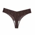 Seamless leopard print thong panty featuring breathable fabric and a smooth fit - S / Bottoms / Pattern Leopard