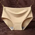 Premium seamless ice silk panties for women in a natural nude beige skin tone finish - M / Bottom (810) / Nude