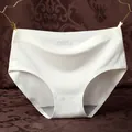 White seamless ice silk women's panties with breathable fabric and mid-waist design - M / Bottom (810) / White