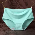 Seamless mint green ice silk panties for women with comfortable cotton lining - Light Blue
