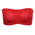 Ademende rode strapless tube top met naadloze mesh en gerimpeld detail middenvoor. - Eén maat / Tops / Rood