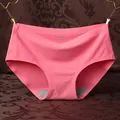 Elegant pink seamless ice silk women's panties with soft breathable cotton crotch - Watermelon red