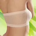 Detailed back view of a skin-toned seamless breathable mesh tube top bra for women. - One Size / Tops / Nude