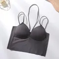 Schickes dunkelgraues Neckholder-BH-Top aus Seide mit V-Ausschnitt und festen Cups - Einheitsgröße / Oberteile / Grau
