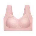 Comfortable seamless ice silk sports bra with integrated fixed cups in soft pink - L / Tops / Pink