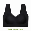 Seamless ice silk sports bra with fixed cups in black color single pack variant - L / Tops / Black