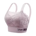 Bralette de sport en dentelle florale violet clair avec bretelles et bande élastique - Kaki