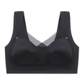 Seamless black wireless bra with mesh V-neck and fixed cups for maximum comfort - L (40-55kg) / Tops / Black