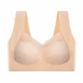 Seamless ice silk sports bra with fixed cups and mesh breathable detail in nude color - L / Tops / Nude