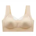 Comfortable seamless wire-free push-up sleep bra in nude beige with integrated fixed cups - L (40-55kg) / Tops / Nude