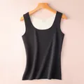 Black seamless thermal tank top for women with soft warm fleece lining for winter - M / Tops / Black
