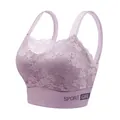 Elegant purple lace sports bra with built-in pads and Sport Girl band detail - M / Tops / 40-55kg / Grey Purple
