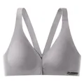 Seamless light gray front-closure bra with V-neck design and push-up support for sports - M / Tops / Light Purple