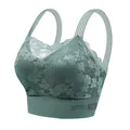 Elegant dark green lace padded sports bra featuring multi-strap back design for comfort - M / Tops / 40-55kg / Green