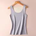 Seamless lavender thermal tank top with soft fleece lining for warmth. - M / Tops / Grey Blue