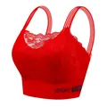 Comfortable red lace sports bralette featuring a multi-strap back design and padded cups. - M / Tops / 40-55kg / Red